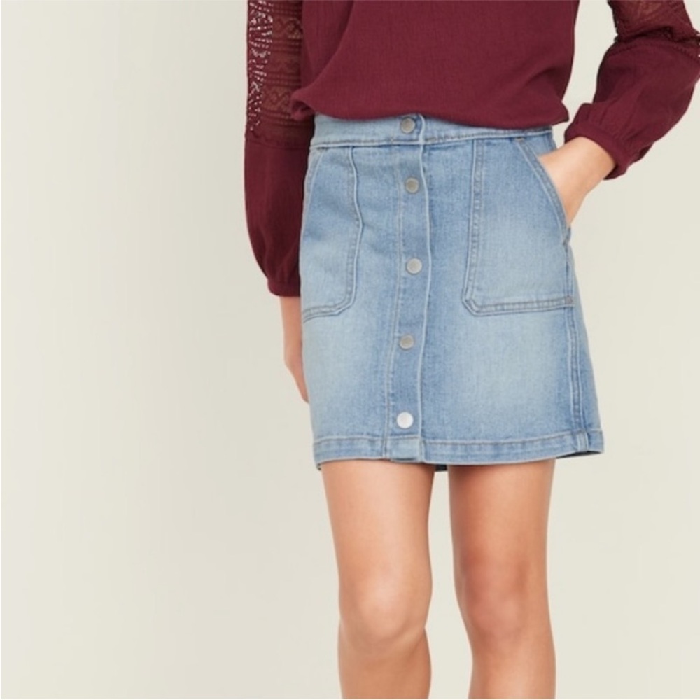 Old Navy Girls Jean Denim Button Front Mini Skirt S 6-7